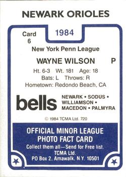 1984 TCMA Newark Orioles #6 Wayne Wilson Back