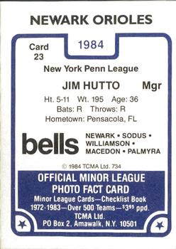 1984 TCMA Newark Orioles #23 Jim Hutto Back