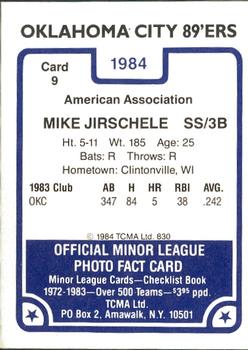 1984 TCMA Oklahoma City 89ers #9 Mike Jirschele Back
