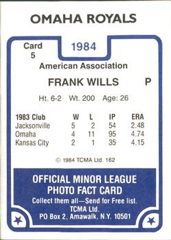 1984 TCMA Omaha Royals #5 Frank Wills Back