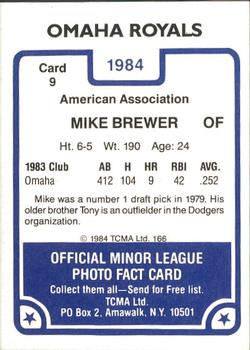 1984 TCMA Omaha Royals #9 Mike Brewer Back