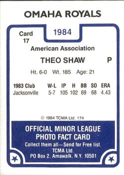 1984 TCMA Omaha Royals #17 Theo Shaw Back