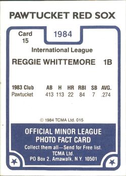 1984 TCMA Pawtucket Red Sox #15 Reggie Whittemore Back