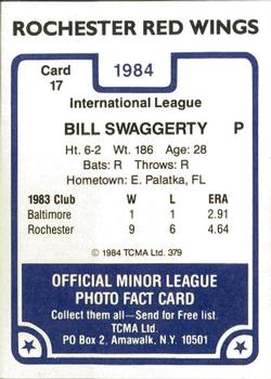 1984 TCMA Rochester Red Wings #17 Bill Swaggerty Back