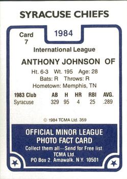 1984 TCMA Syracuse Chiefs #7 Anthony Johnson Back