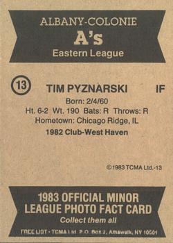 1983 TCMA Albany-Colonie A's #13 Tim Pyznarski Back