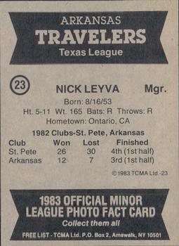 1983 TCMA Arkansas Travelers #23 Nick Leyva Back