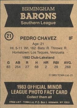 1983 TCMA Birmingham Barons #21 Pedro Chavez Back