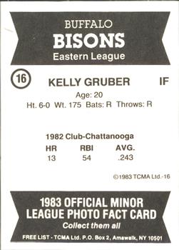 1983 TCMA Buffalo Bisons #16 Kelly Gruber Back