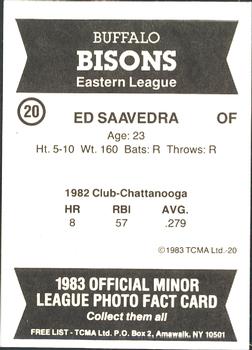 1983 TCMA Buffalo Bisons #20 Ed Saavedra Back
