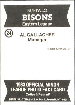 1983 TCMA Buffalo Bisons #24 Al Gallagher Back