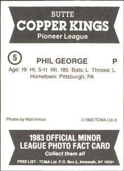 1983 TCMA Butte Copper Kings #5 Phil George Back