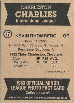 1983 TCMA Charleston Charlies #17 Kevin Rhomberg Back