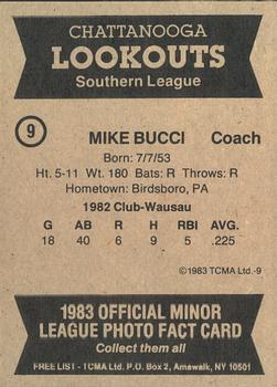 1983 TCMA Chattanooga Lookouts #9 Mike Bucci Back