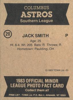 1983 TCMA Columbus Astros #20 Jack Smith Back