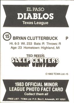 1983 TCMA El Paso Diablos #15 Bryan Clutterbuck Back