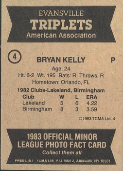 1983 TCMA Evansville Triplets #4 Bryan Kelly Back