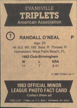1983 TCMA Evansville Triplets #7 Randall O'Neal Back
