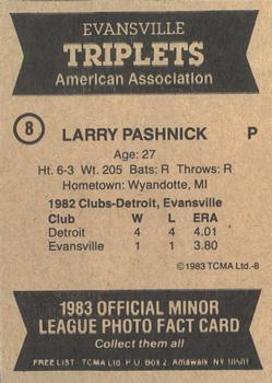 1983 TCMA Evansville Triplets #8 Larry Pashnick Back