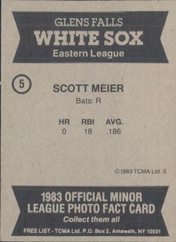 1983 TCMA Glen Falls White Sox #5 Scott Meier Back