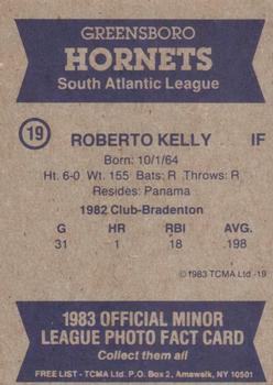 1983 TCMA Greensboro Hornets #19 Roberto Kelly Back