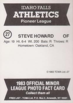 1983 TCMA Idaho Falls Athletics #27 Steve Howard Back