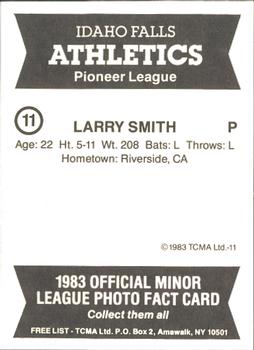 1983 TCMA Idaho Falls Athletics #11 Larry Smith Back