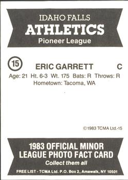 1983 TCMA Idaho Falls Athletics #15 Eric Garrett Back