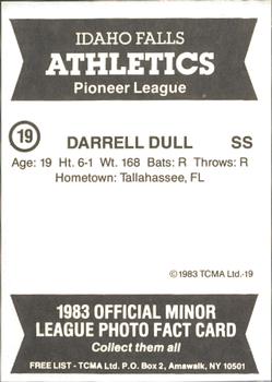1983 TCMA Idaho Falls Athletics #19 Darrell Dull Back