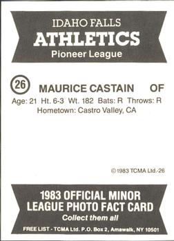 1983 TCMA Idaho Falls Athletics #26 Maurice Castain Back