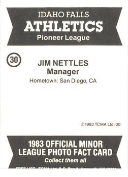 1983 TCMA Idaho Falls Athletics #30 Jim Nettles Back
