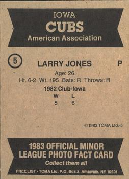 1983 TCMA Iowa Cubs #5 Larry Jones Back
