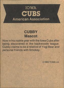 1983 TCMA Iowa Cubs #NNO Cubby Back
