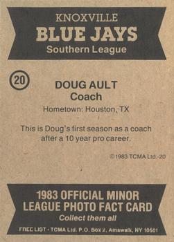 1983 TCMA Knoxville Blue Jays #20 Doug Ault Back