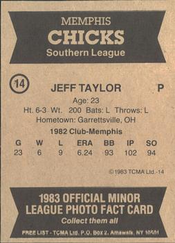 1983 TCMA Memphis Chicks #14 Jeff Taylor Back