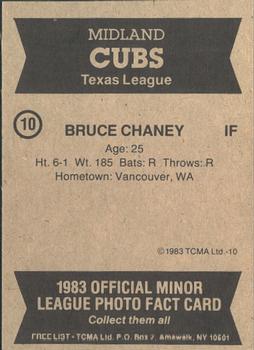 1983 TCMA Midland Cubs #10 Bruce Chaney Back