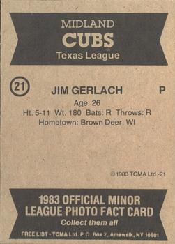 1983 TCMA Midland Cubs #21 Jim Gerlach Back