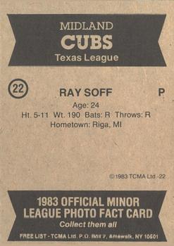 1983 TCMA Midland Cubs #22 Ray Soff Back
