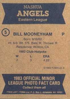 1983 TCMA Nashua Angels #5 Bill Mooneyham Back