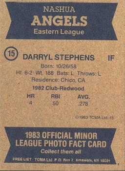 1983 TCMA Nashua Angels #15 Darryl Stephens Back