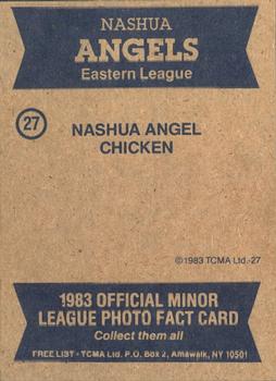 1983 TCMA Nashua Angels #27 Nashua Angel Chicken Back