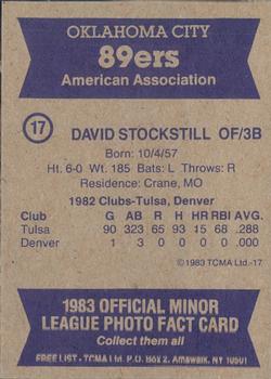 1983 TCMA Oklahoma City 89ers #17 David Stockstill Back