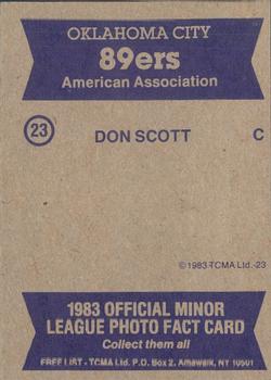 1983 TCMA Oklahoma City 89ers #23 Don Scott Back