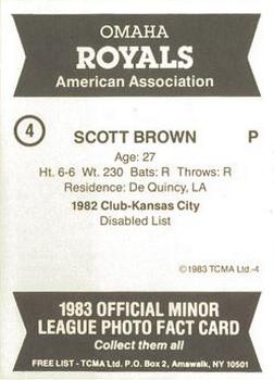 1983 TCMA Omaha Royals #4 Scott Brown Back