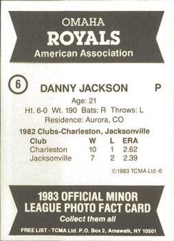 1983 TCMA Omaha Royals #6 Danny Jackson Back