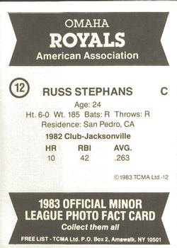 1983 TCMA Omaha Royals #12 Russ Stephans Back