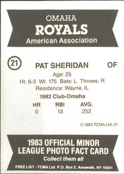 1983 TCMA Omaha Royals #21 Pat Sheridan Back
