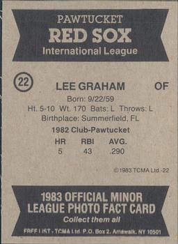 1983 TCMA Pawtucket Red Sox #22 Lee Graham Back