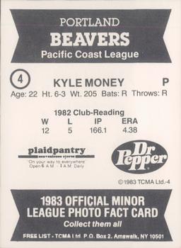 1983 TCMA Portland Beavers #4 Kyle Money Back