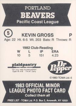 1983 TCMA Portland Beavers #5 Kevin Gross Back